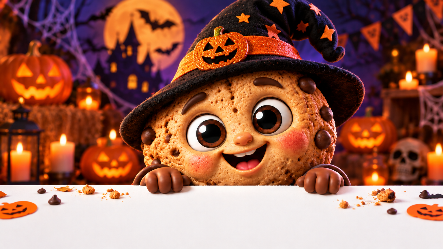 Cambiale el fondo y el sombrero, cambiale la tematica a halloween. La mesa de...